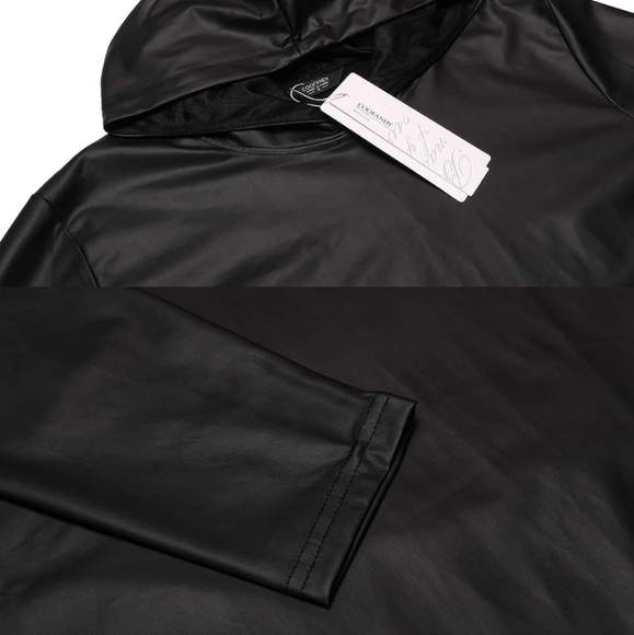 COOFANDY Men's Nightclub Style Metallic Shiny Casual Long Sleeve Pullover Hoodie - Picture 3 of 6